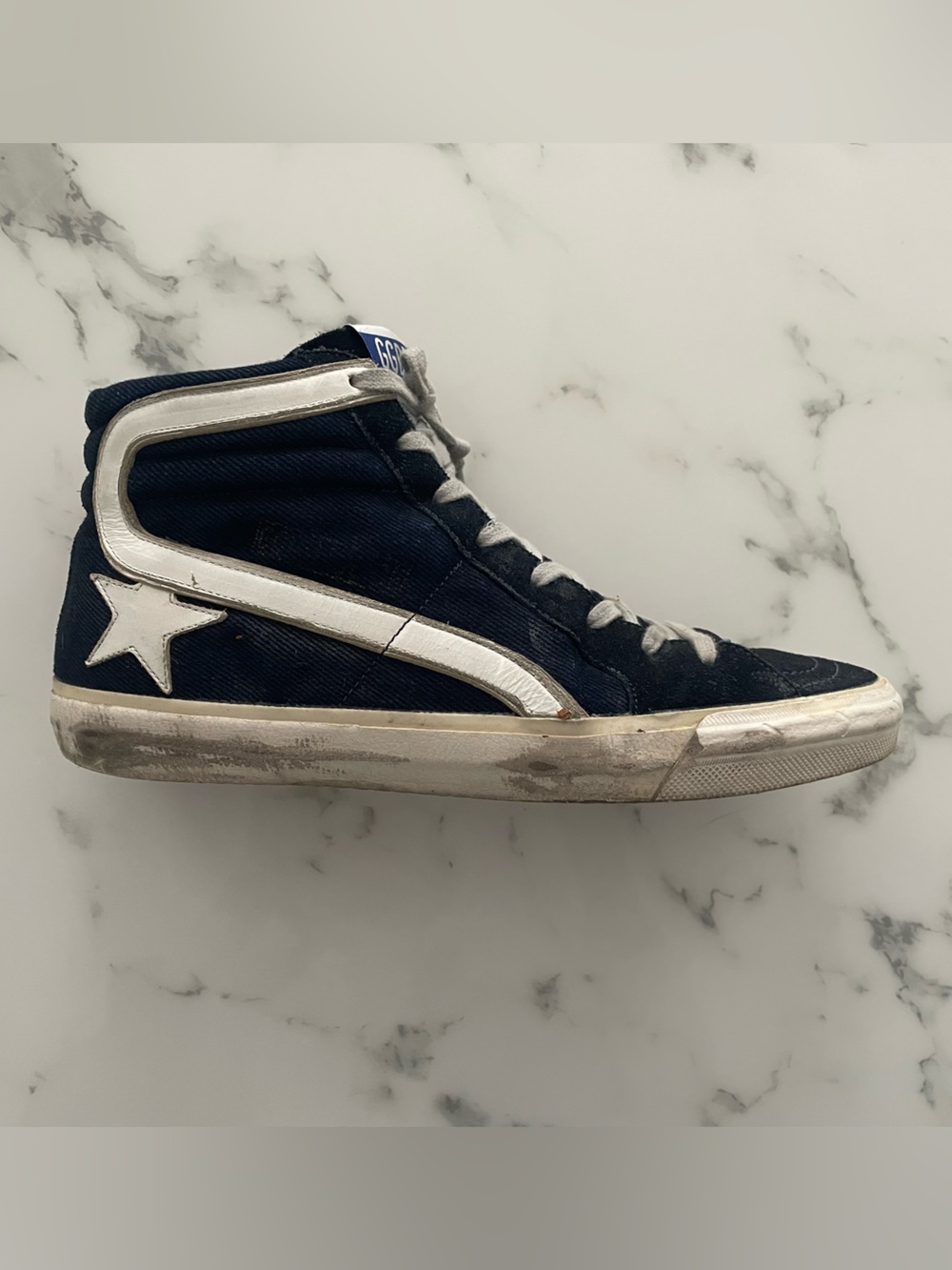 Golden Goose Indigo Blue + Suede High-Top Sneakers W39